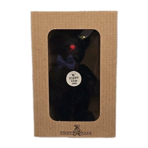 Steiff Club Gift Teddy Bear Black Mini 2000 Jointed Mohair COA & Box U315/8 - Picture 1 of 12